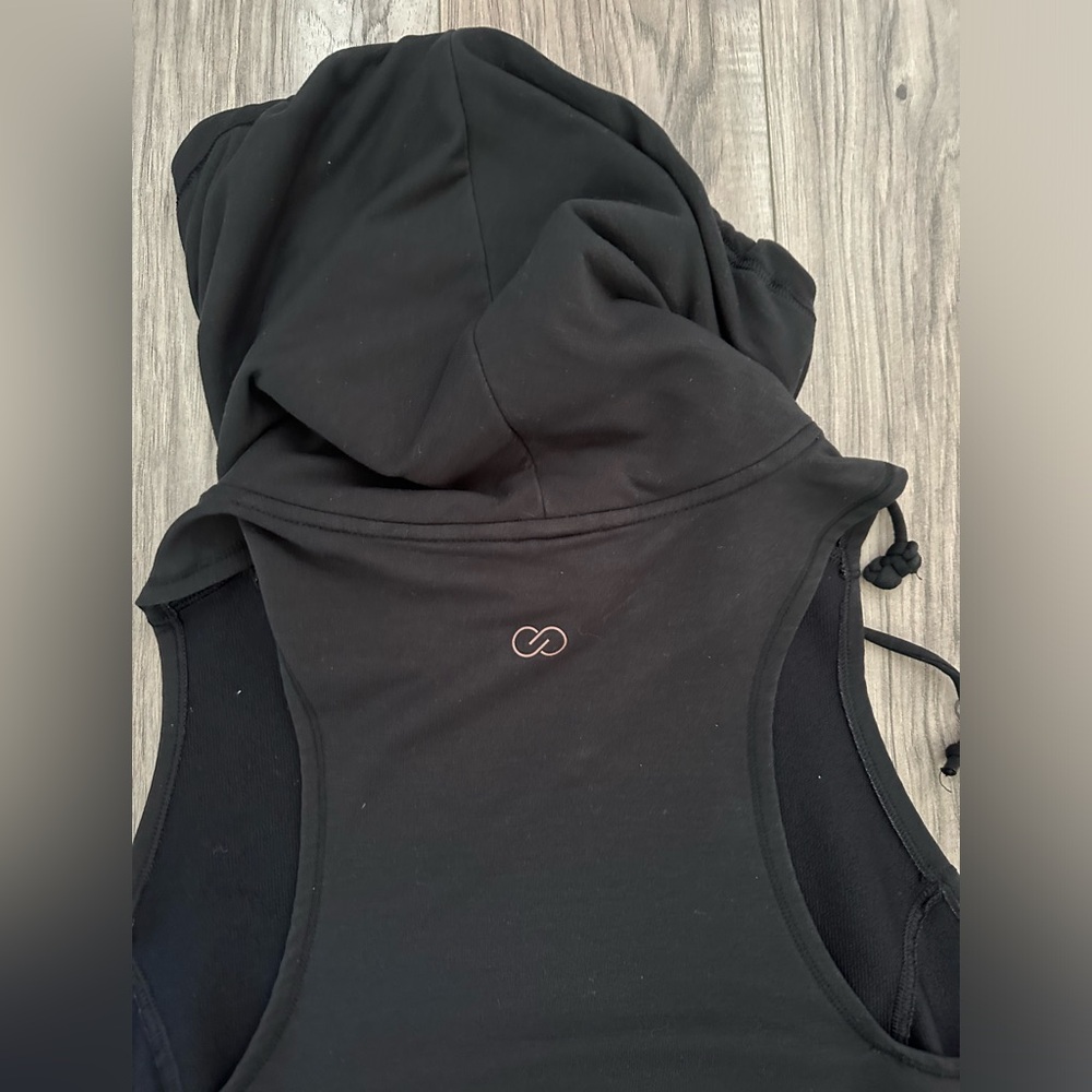 Calia Sweatshirt Hoodie Sleeveless Funnel Neck Kangaroo Pocket Black Size Large - Picture 8 of 9